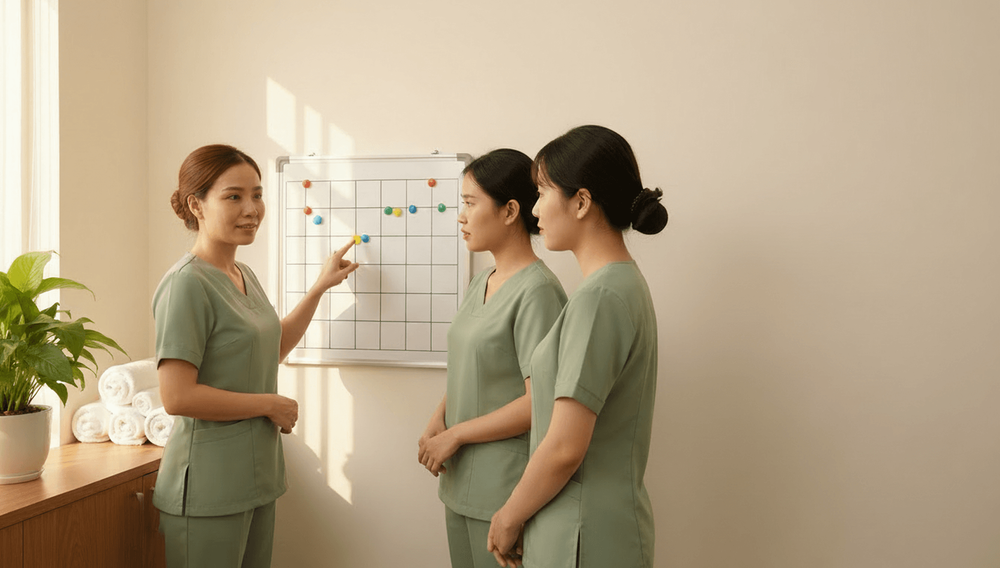 Xếp lịch làm việc nhân viên spa: đổi ca gọn